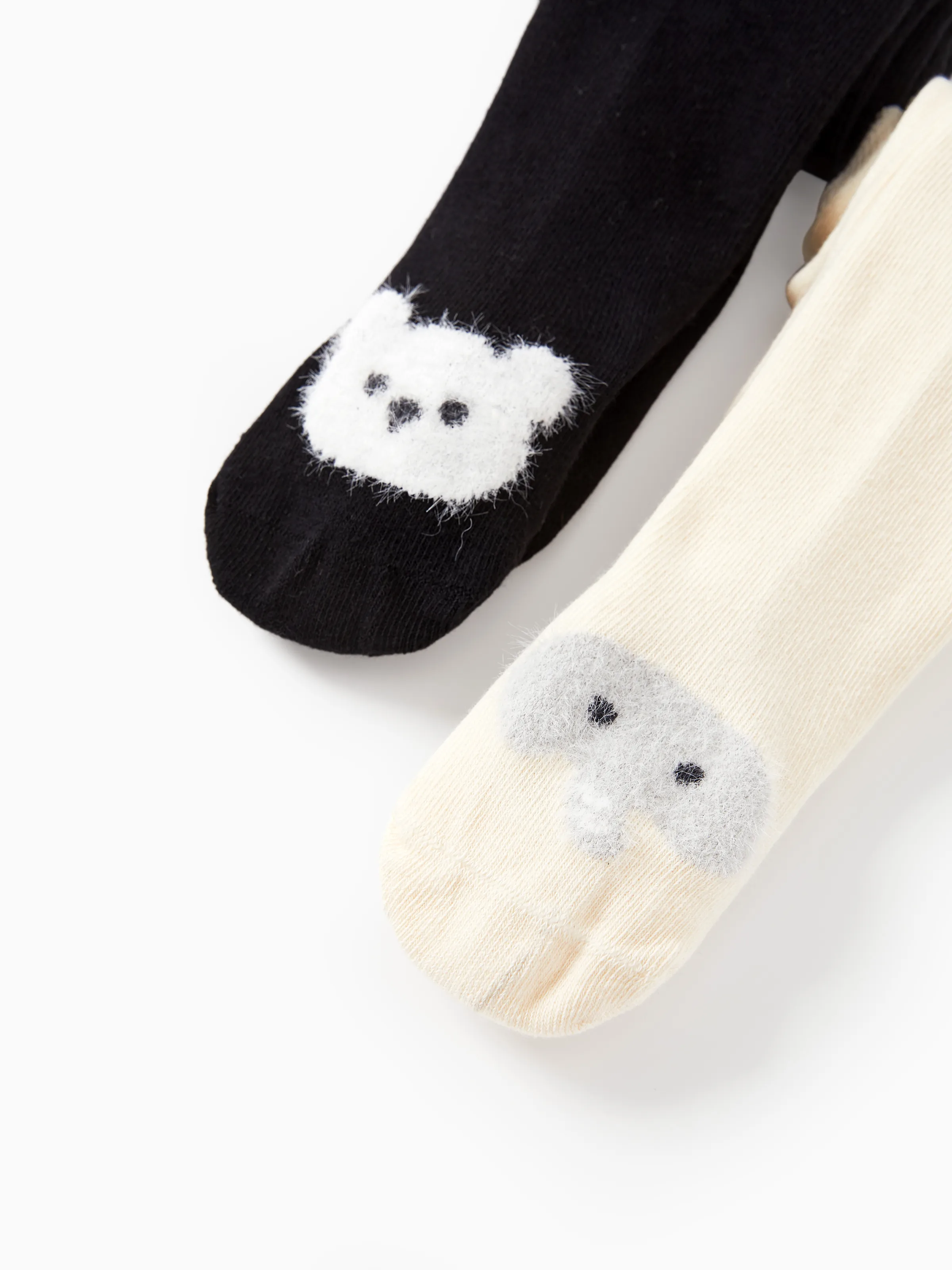 2-Pack Baby/Toddler Girl Embroidered Childlike Socks Black+White - Image 4