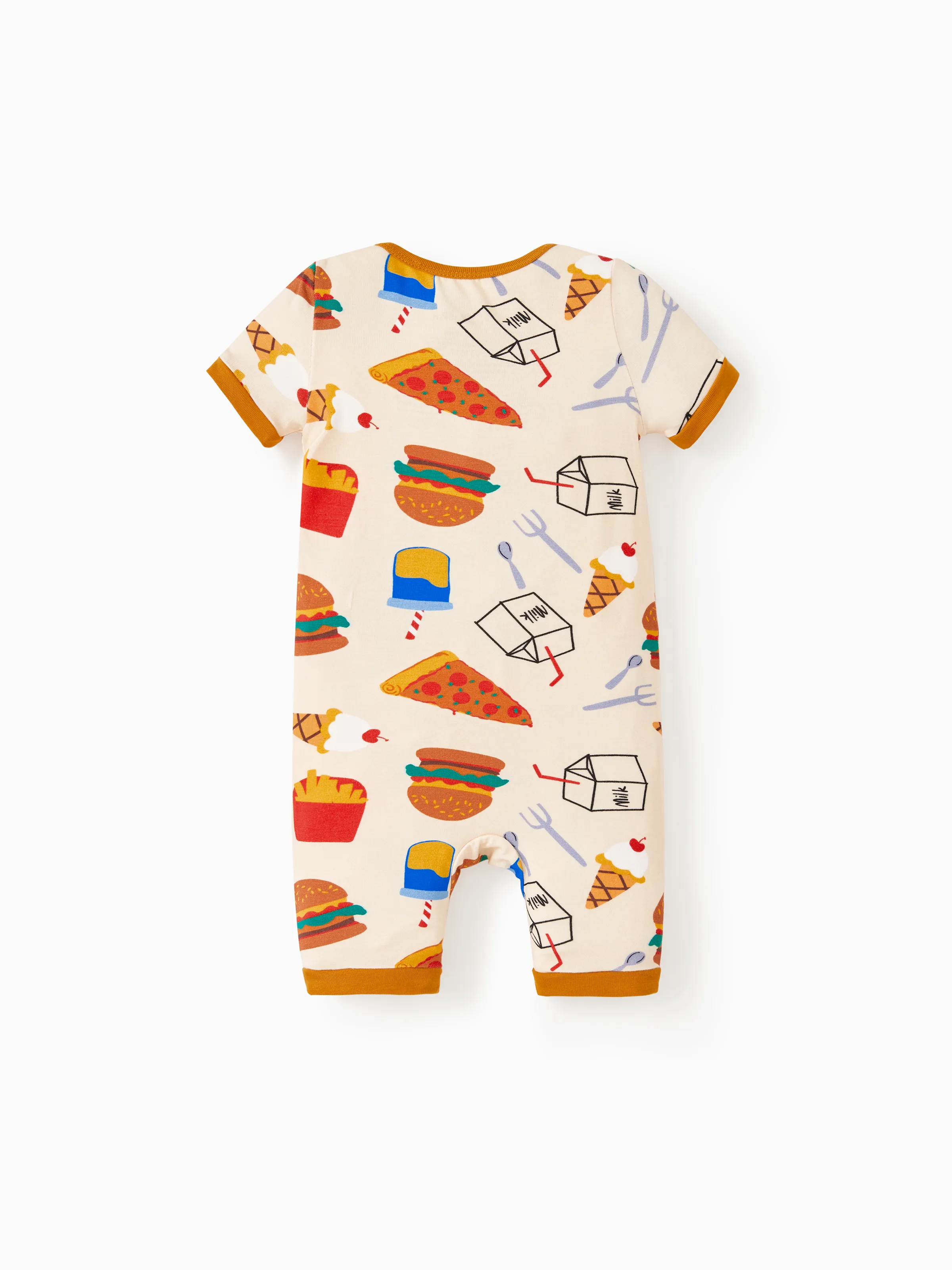 Bamboo Baby Boy / Girl 2-Way Zip Onesies Anti Slip Childlike Food Pattern Bamboo Sleepwear (Snug-Fitting)
 Brown - Image 7