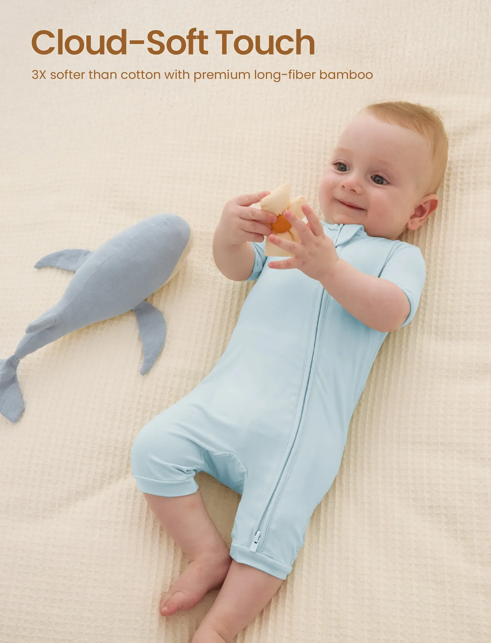 Bamboo Baby Boy / Girl 2-Way Zip Onesies Anti Slip Childlike Food Pattern Bamboo Sleepwear (Snug-Fitting)
 Turquoise - Image 3