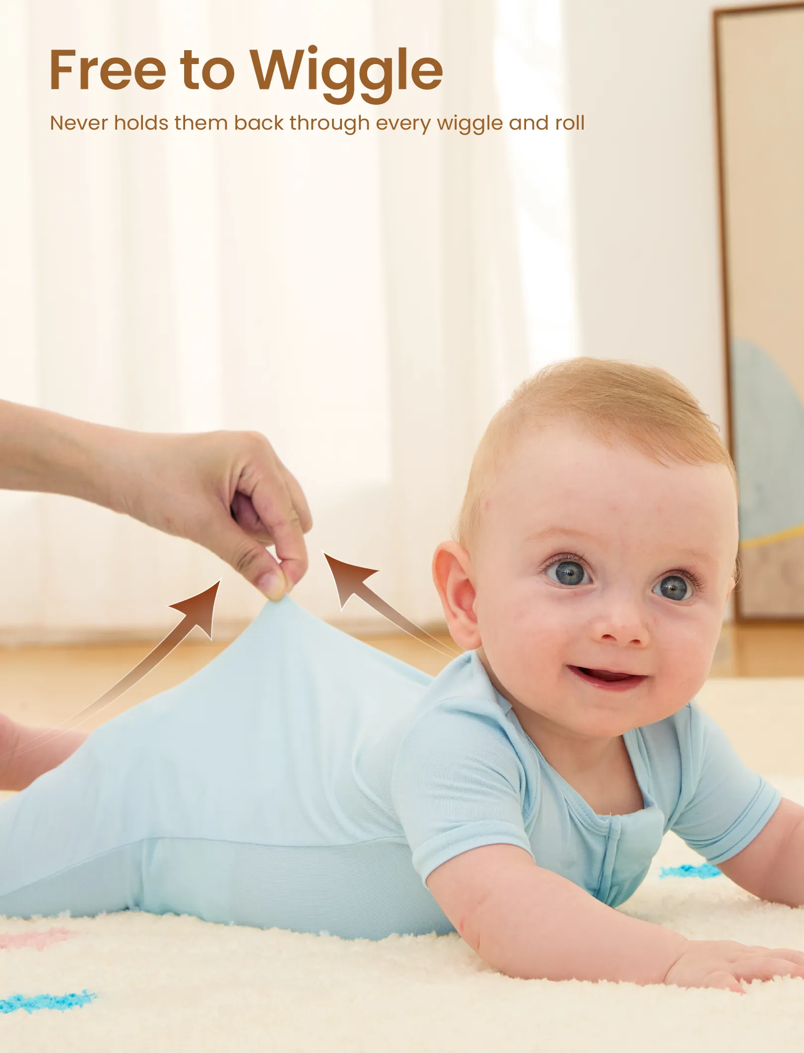 Bamboo Baby Boy / Girl 2-Way Zip Onesies Anti Slip Childlike Food Pattern Bamboo Sleepwear (Snug-Fitting)
 Turquoise - Image 4