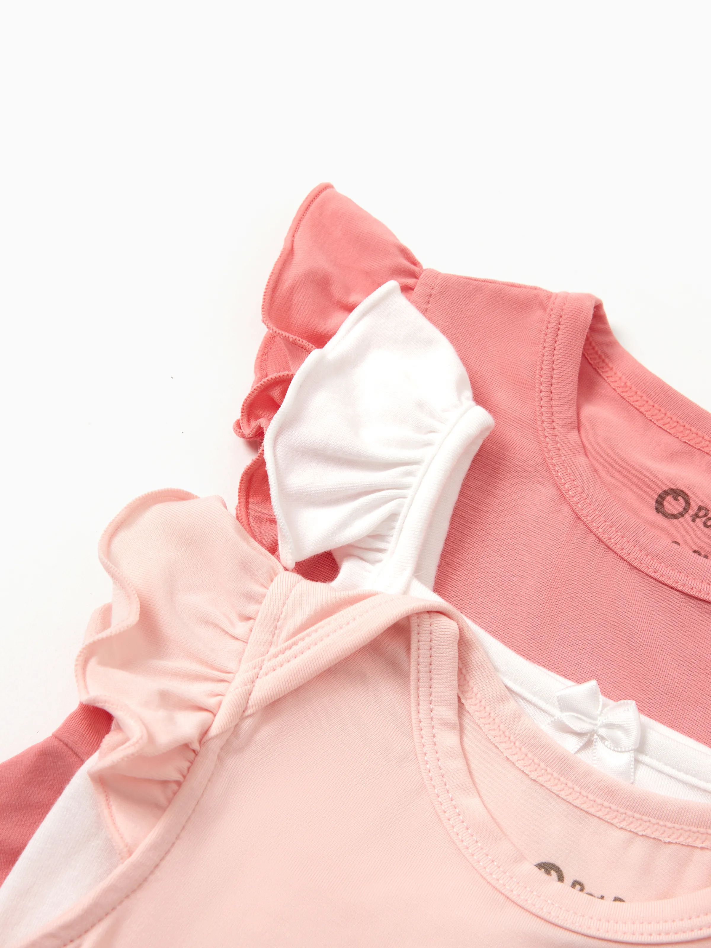 Bamboo Baby Girl Solid Color 3-Piece Rompers Set Pink - Image 3