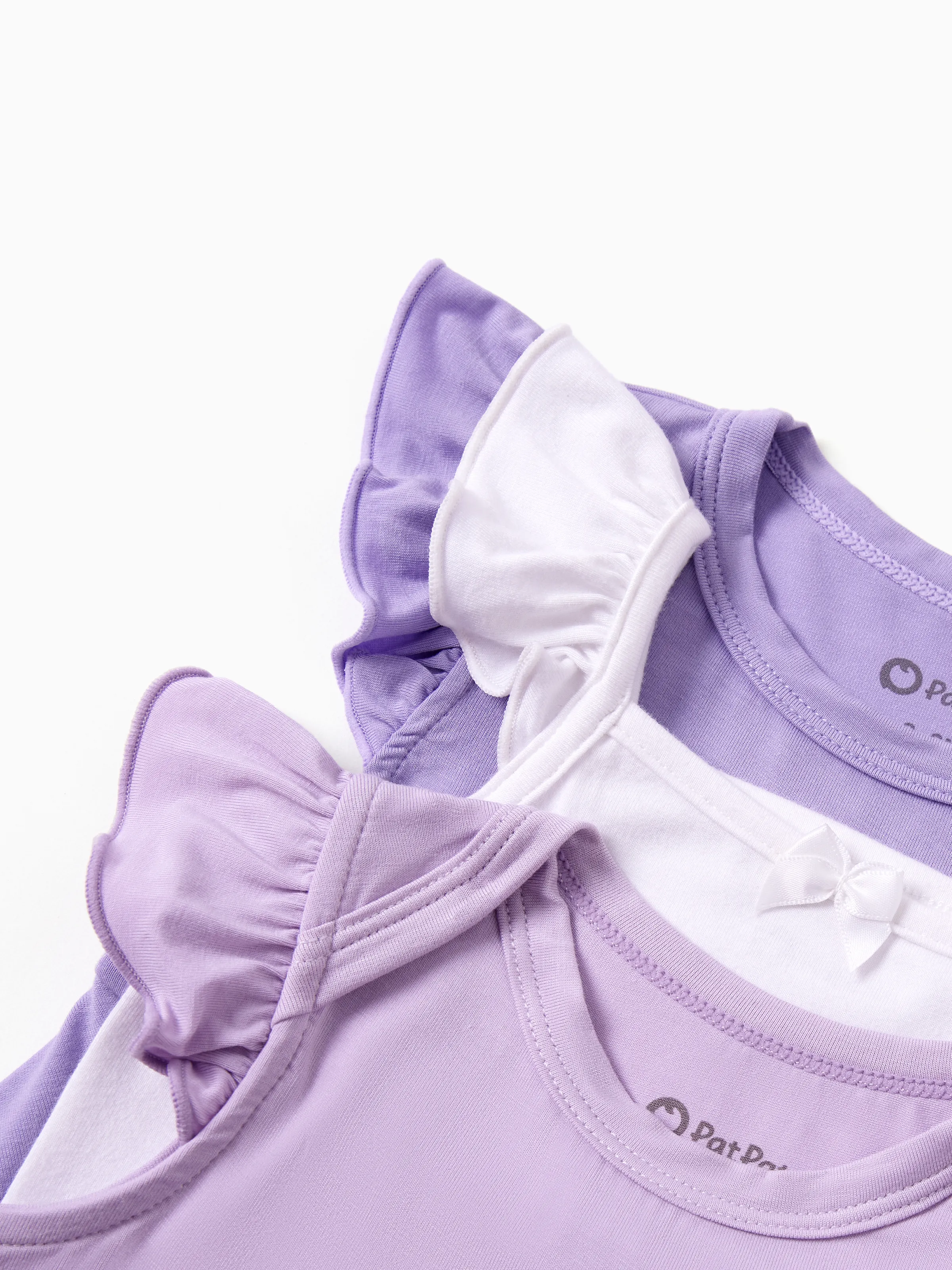 Bamboo Baby Girl Solid Color 3-Piece Rompers Set Purple - Image 3