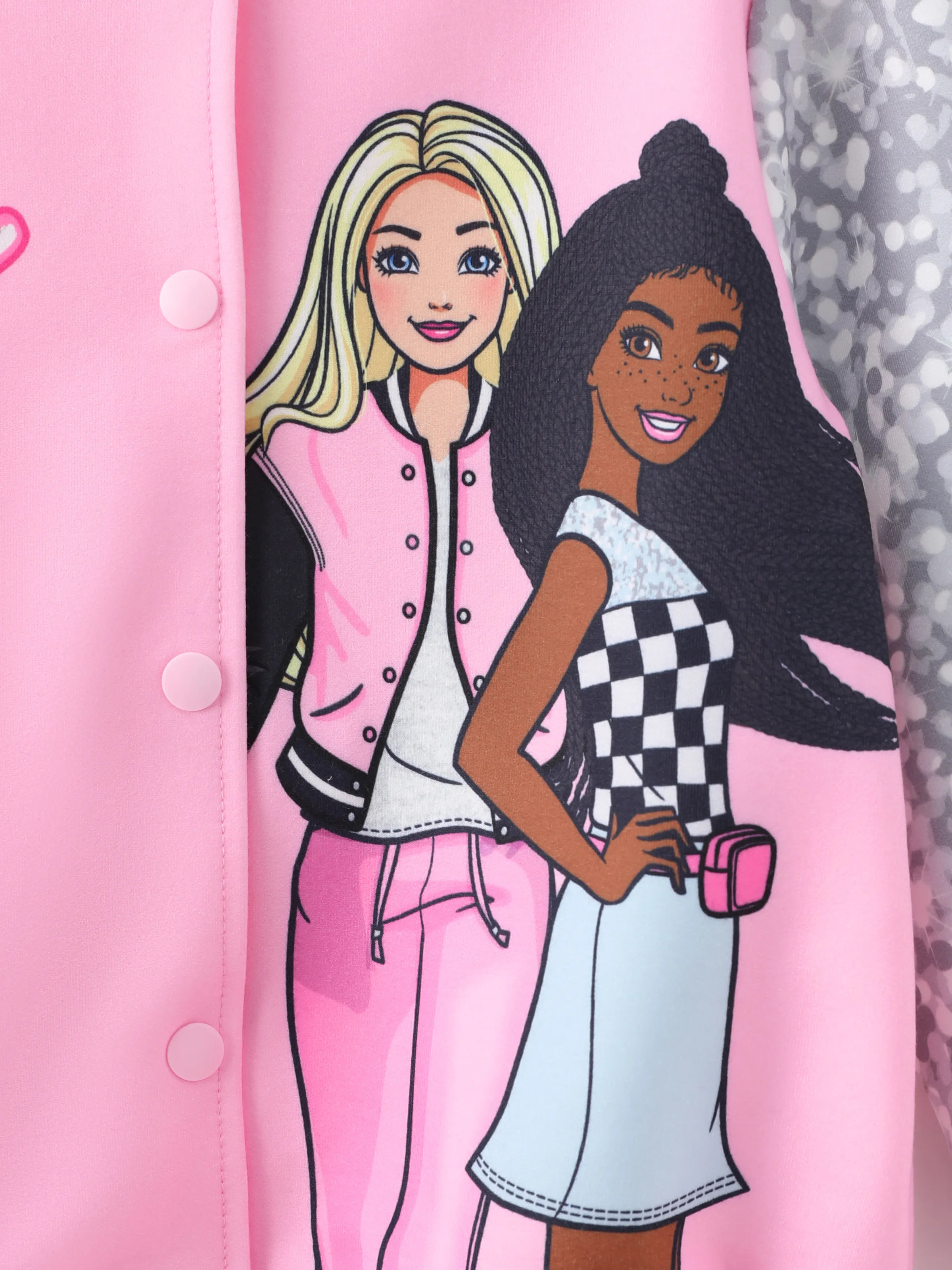 Barbie Outfit Toddler/Kid Girl Naia™ Letter Print Colorblock Lightweight Bomber Jacket Pink - Image 7