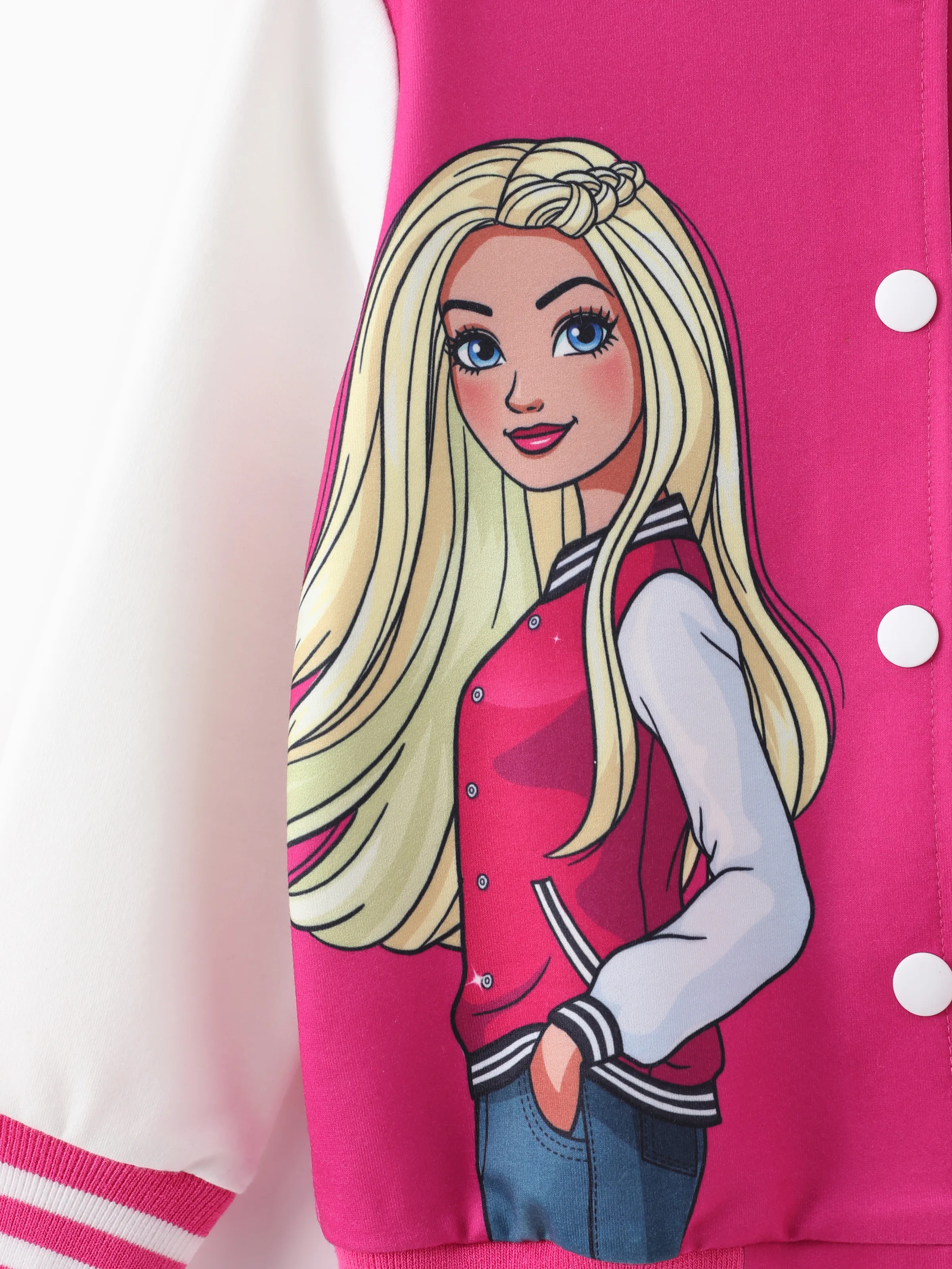 Barbie Outfit Toddler/Kid Girl Naia™ Letter Print Colorblock Lightweight Bomber Jacket Roseo - Image 6
