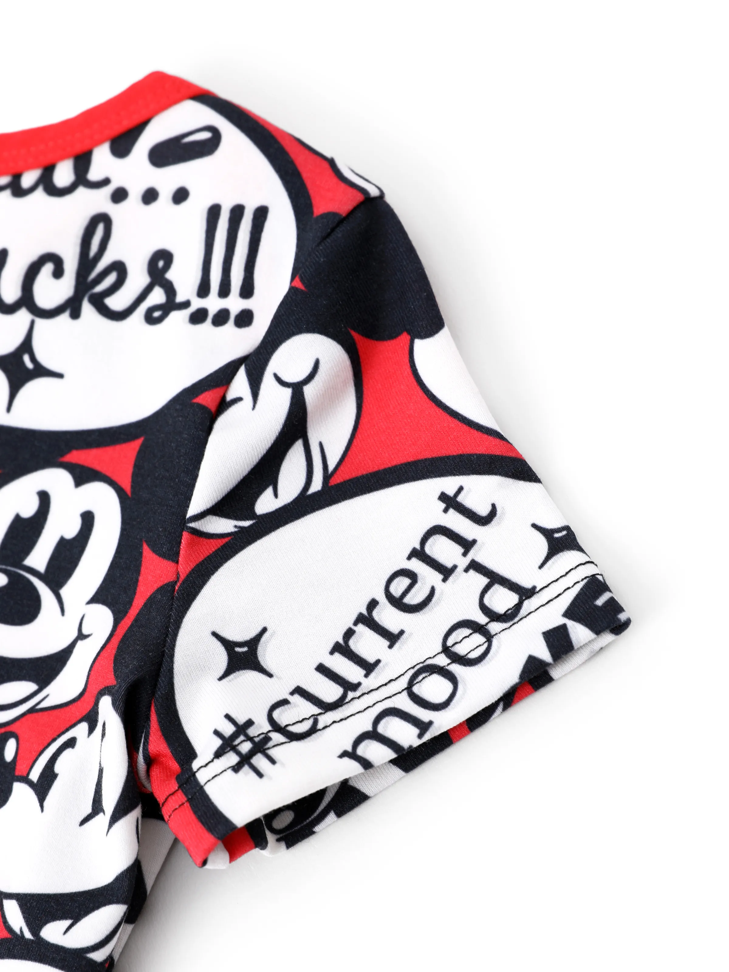 Disney Mickey and Friends Family matching 1pc Mickey Mouse Graffiti Cotton T-shirt or Colorblock Dress or Naia™ Allover Romper Red - Image 15