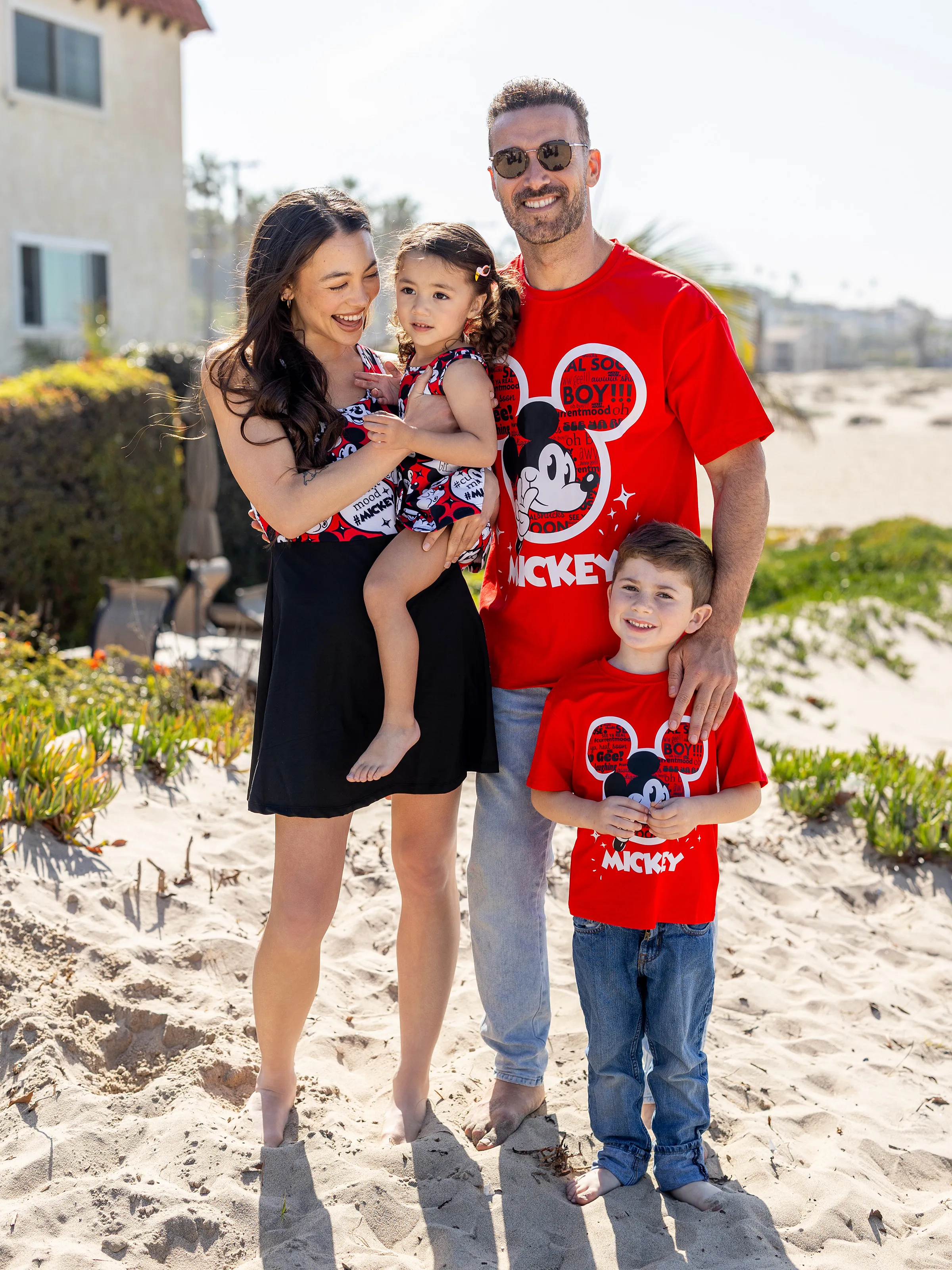 Disney Mickey and Friends Family matching 1pc Mickey Mouse Graffiti Cotton T-shirt or Colorblock Dress or Naia™ Allover Romper Red - Image 3