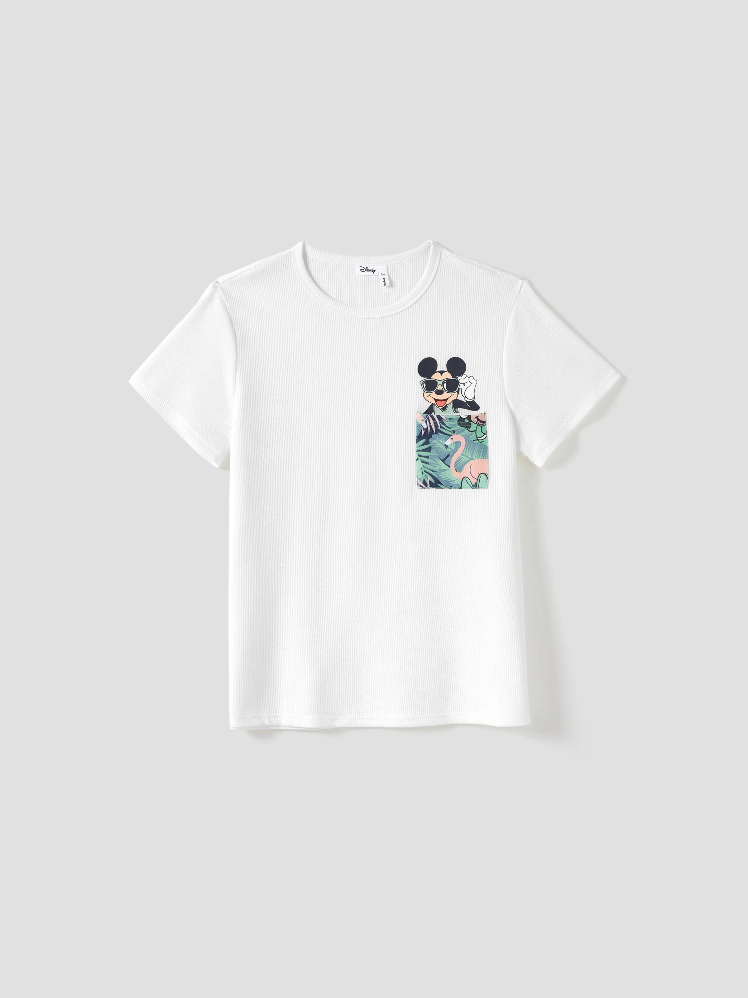 Disney Mickey and Friends Family Matching Tropical Botanical Print Waffle Fabric T-shirt/Dress greenwhite - Image 16