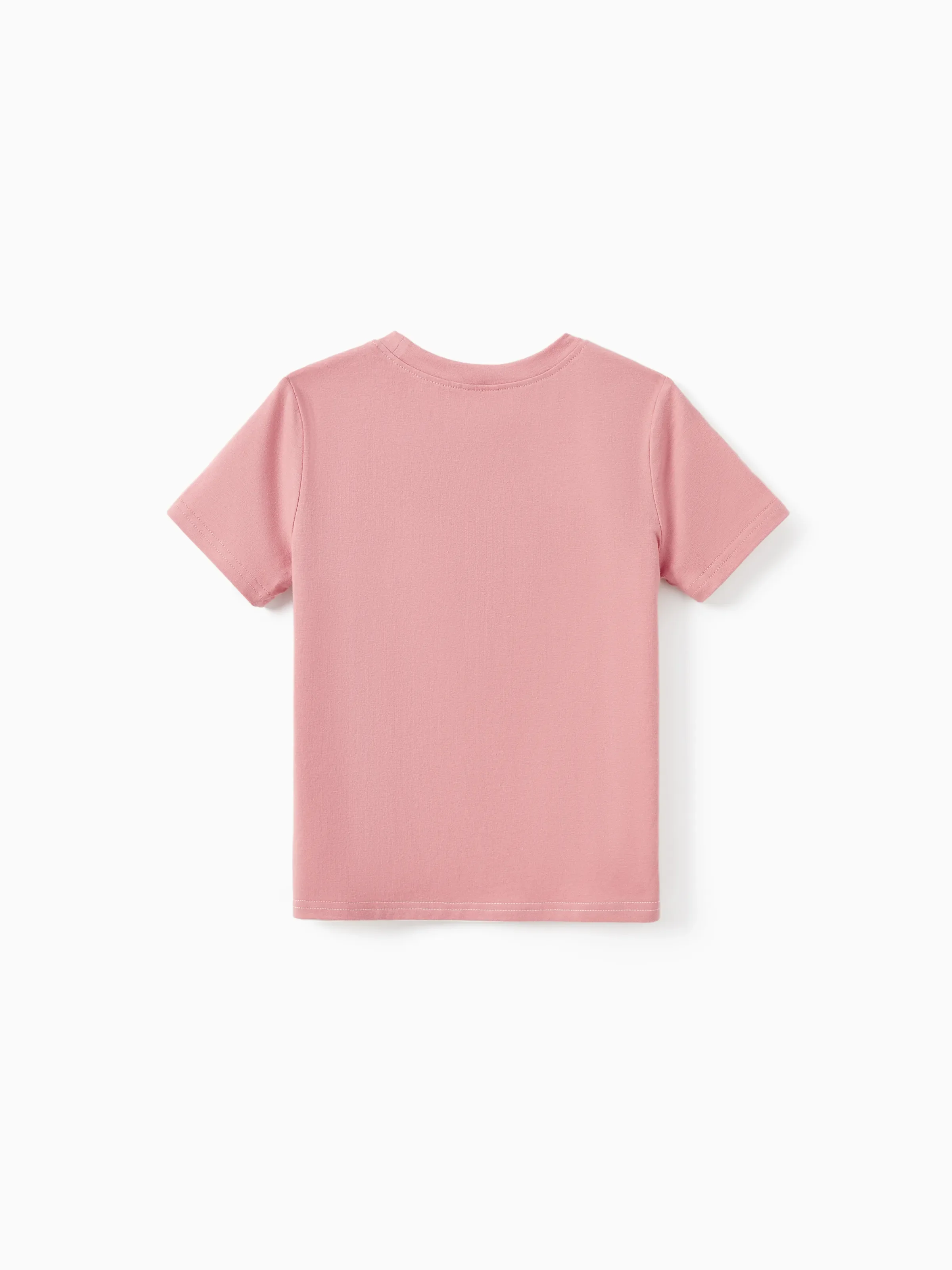 Family Matching Blue Cotton Colorblock Tee Shirt or Floral Print Smocking Puff-sleeve Dress Set Pink - Image 17