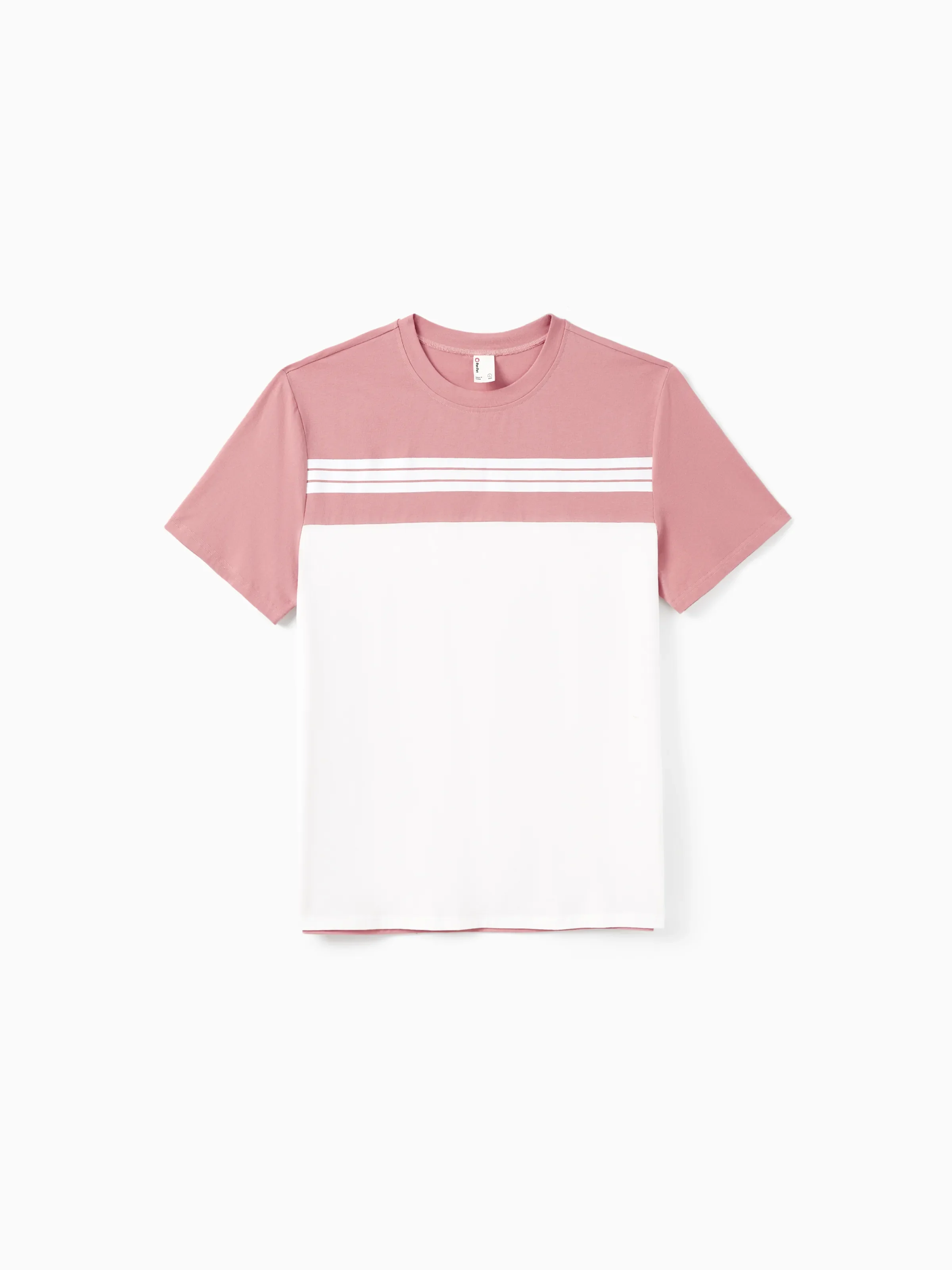 Family Matching Blue Cotton Colorblock Tee Shirt or Floral Print Smocking Puff-sleeve Dress Set Pink - Image 21