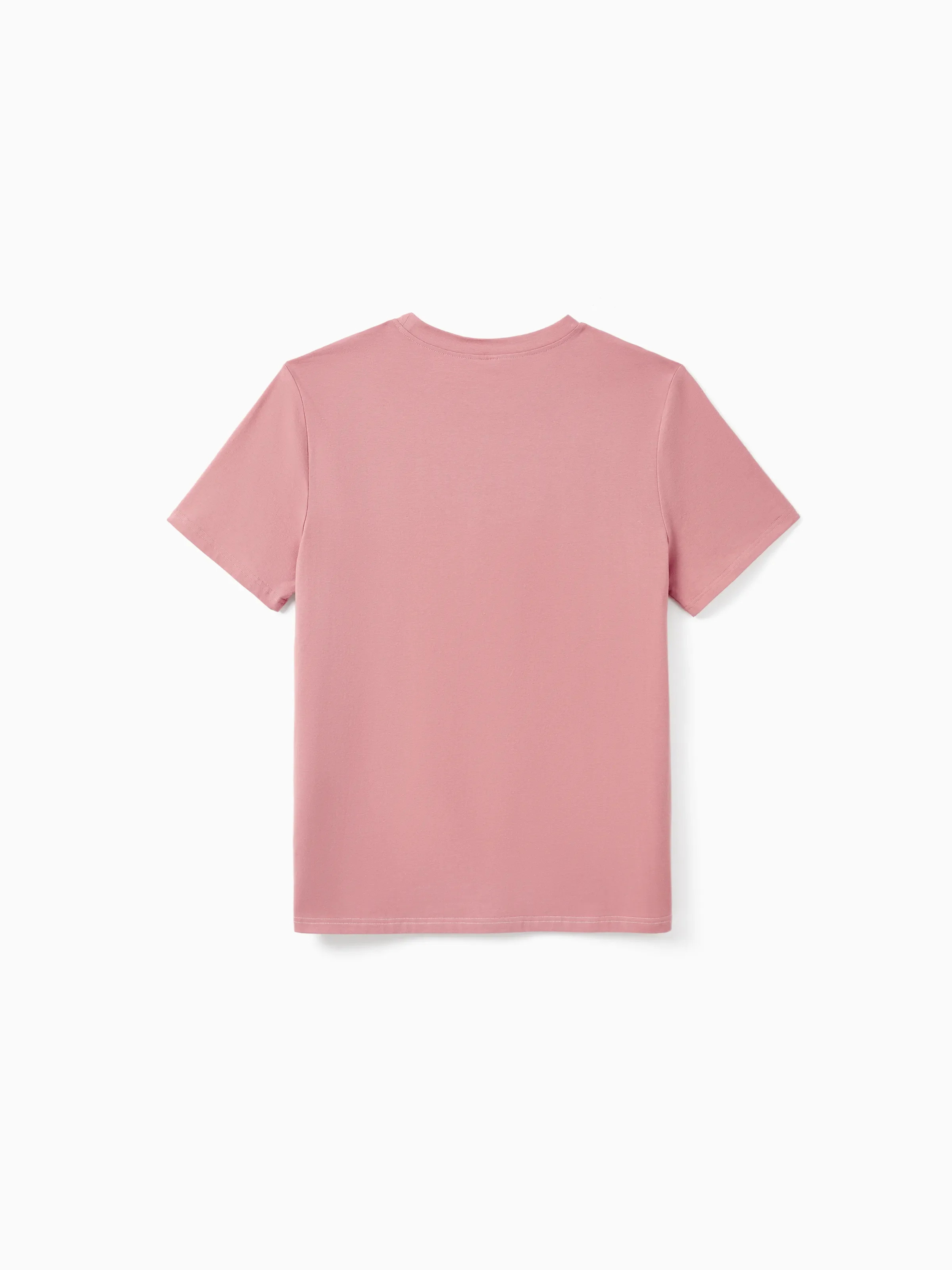 Family Matching Blue Cotton Colorblock Tee Shirt or Floral Print Smocking Puff-sleeve Dress Set Pink - Image 22
