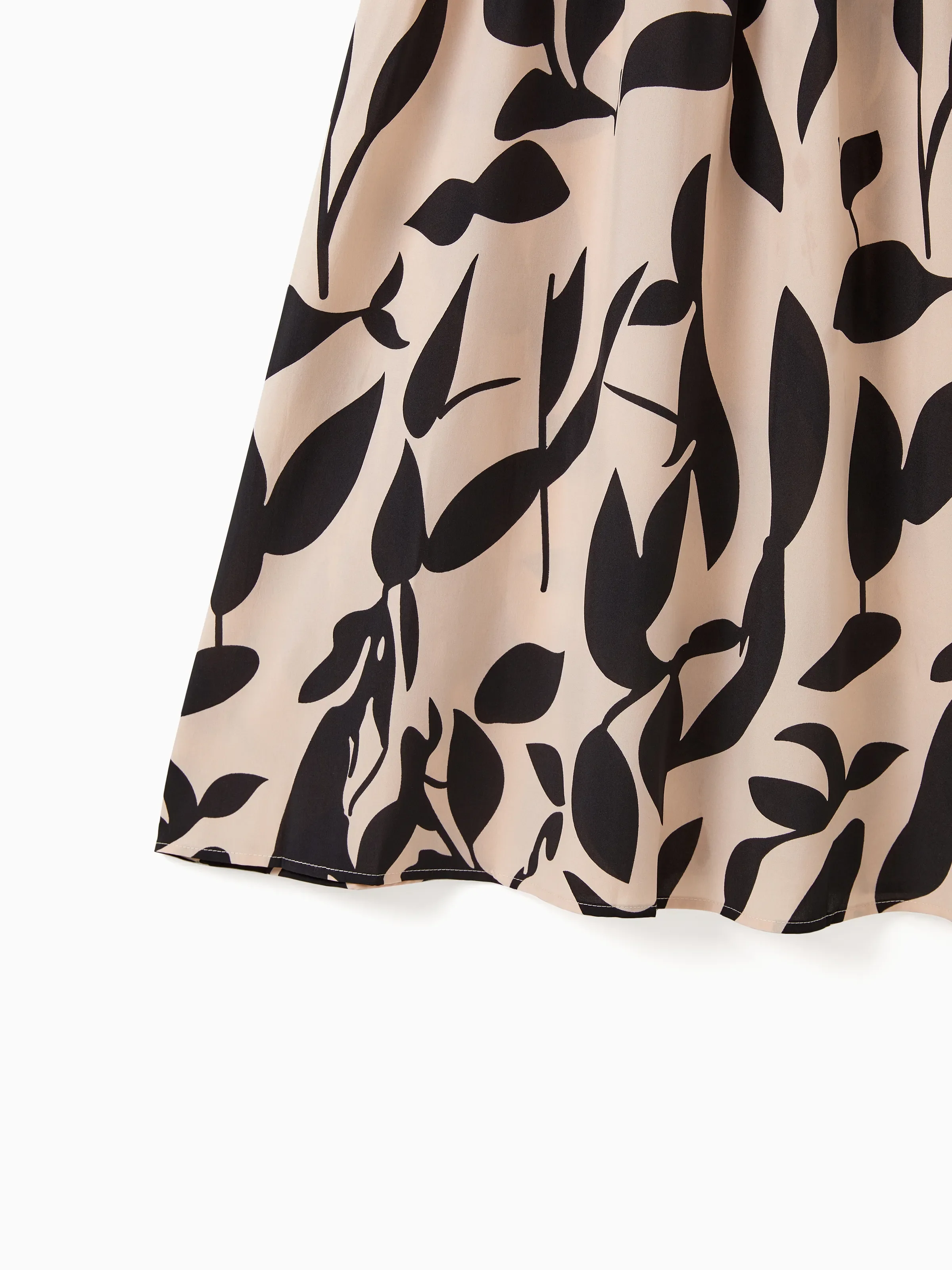 Family Matching Cross Back Floral Strap Dress and Colorblock Top Sets Black - Image 4