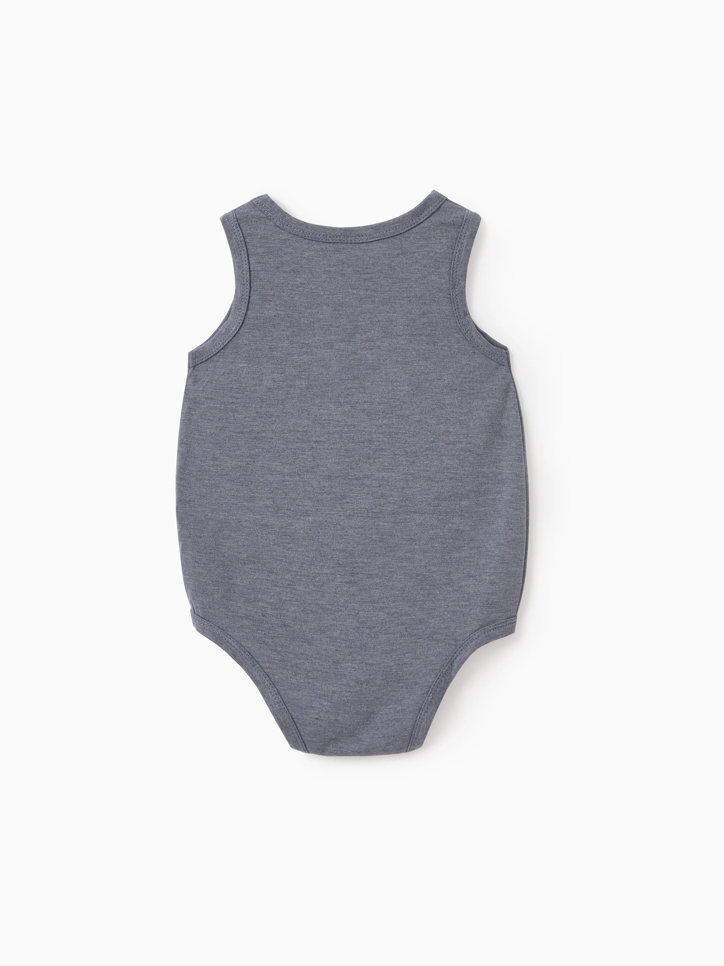 Family Matching Letter Print Sleeveless Tank Top or Tank Dress Set Grey - Image 13