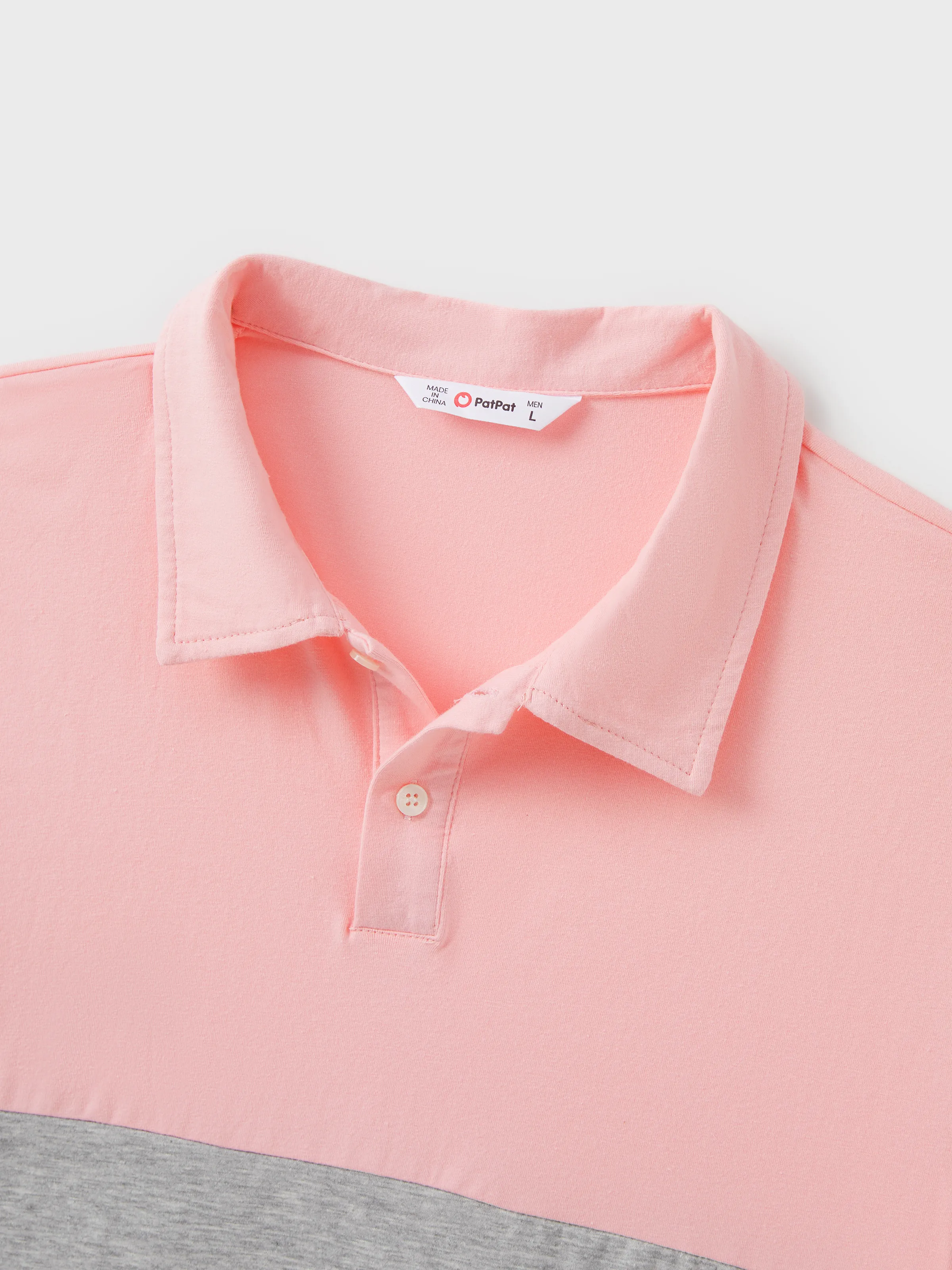 Family Matching Pink Sleeveless Splicing Floral Print Midi Dresses and Colorblock Short-sleeve Polo Shirts Sets Pink - Image 23