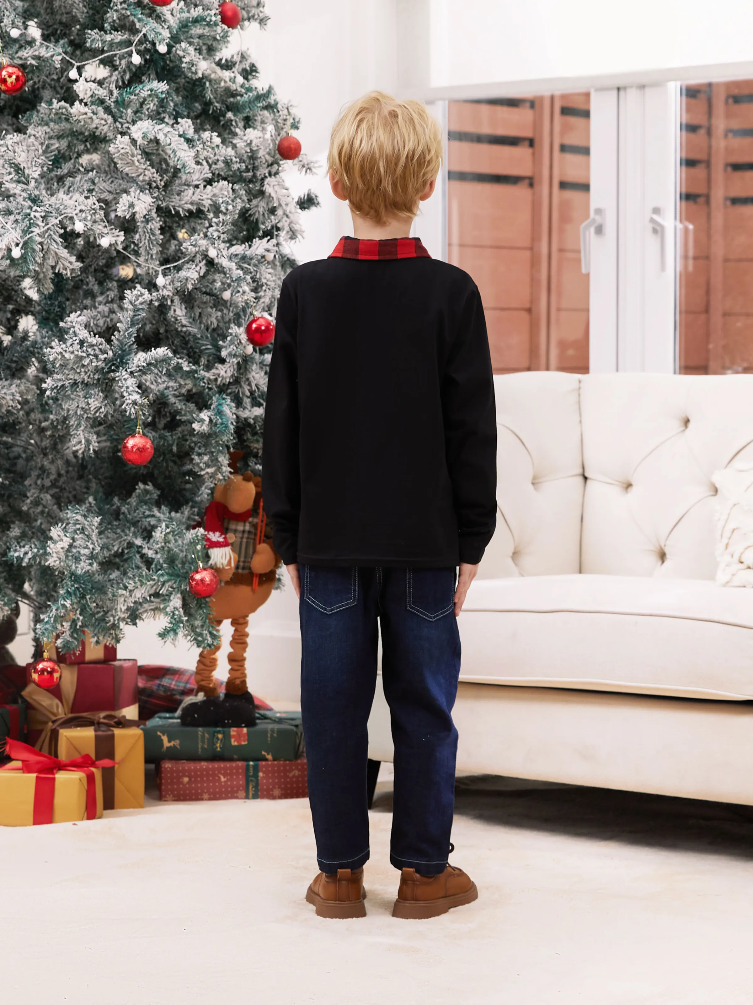 Matching Family Outfits Black and Red Plaid Co-ord Sets Hi-Low Flowy Hemline redblack - Image 18