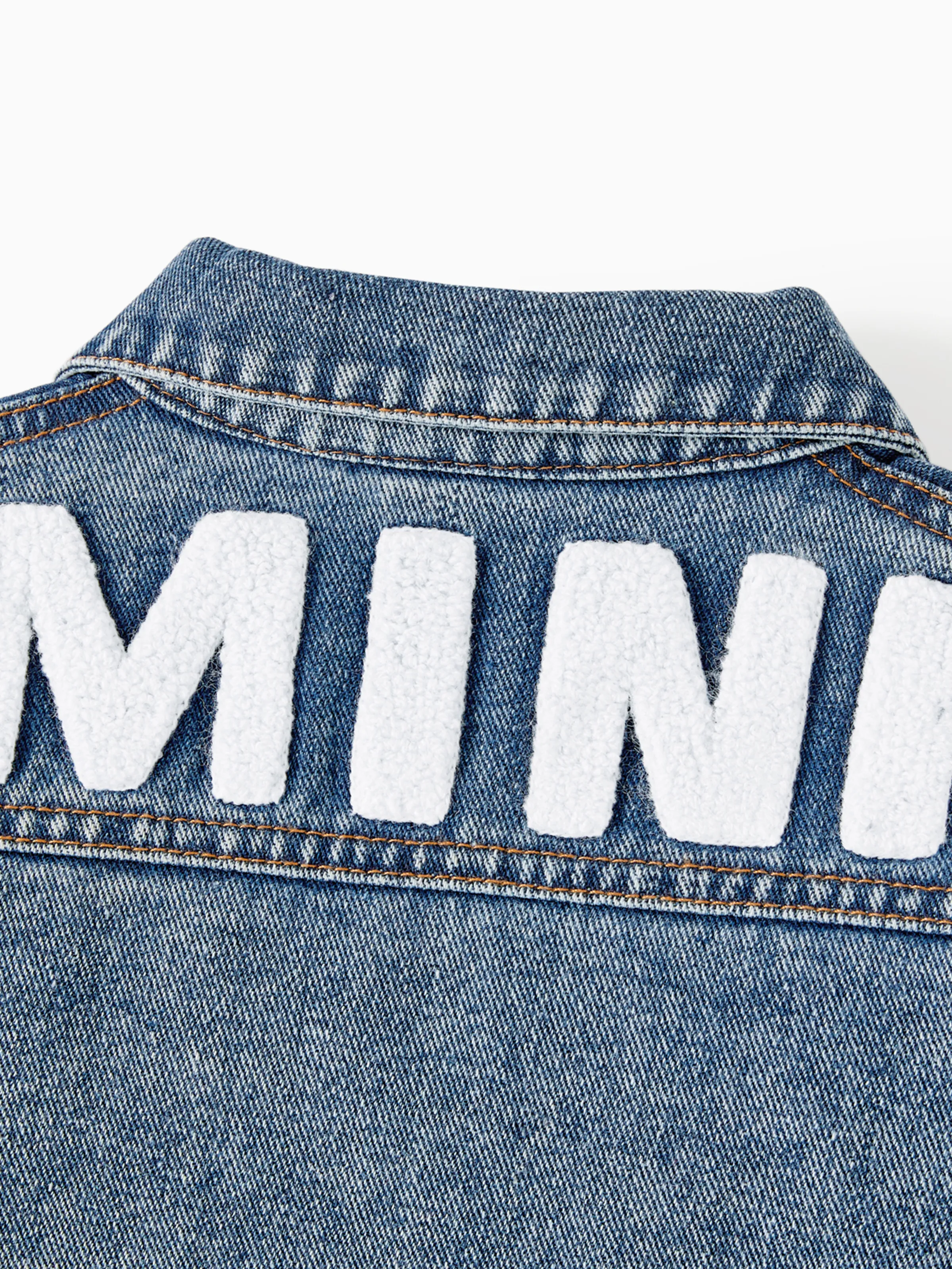 Mom and Me Light Blue Letter Design Long-sleeve Distressed Denim Jackets Light Blue - Image 10