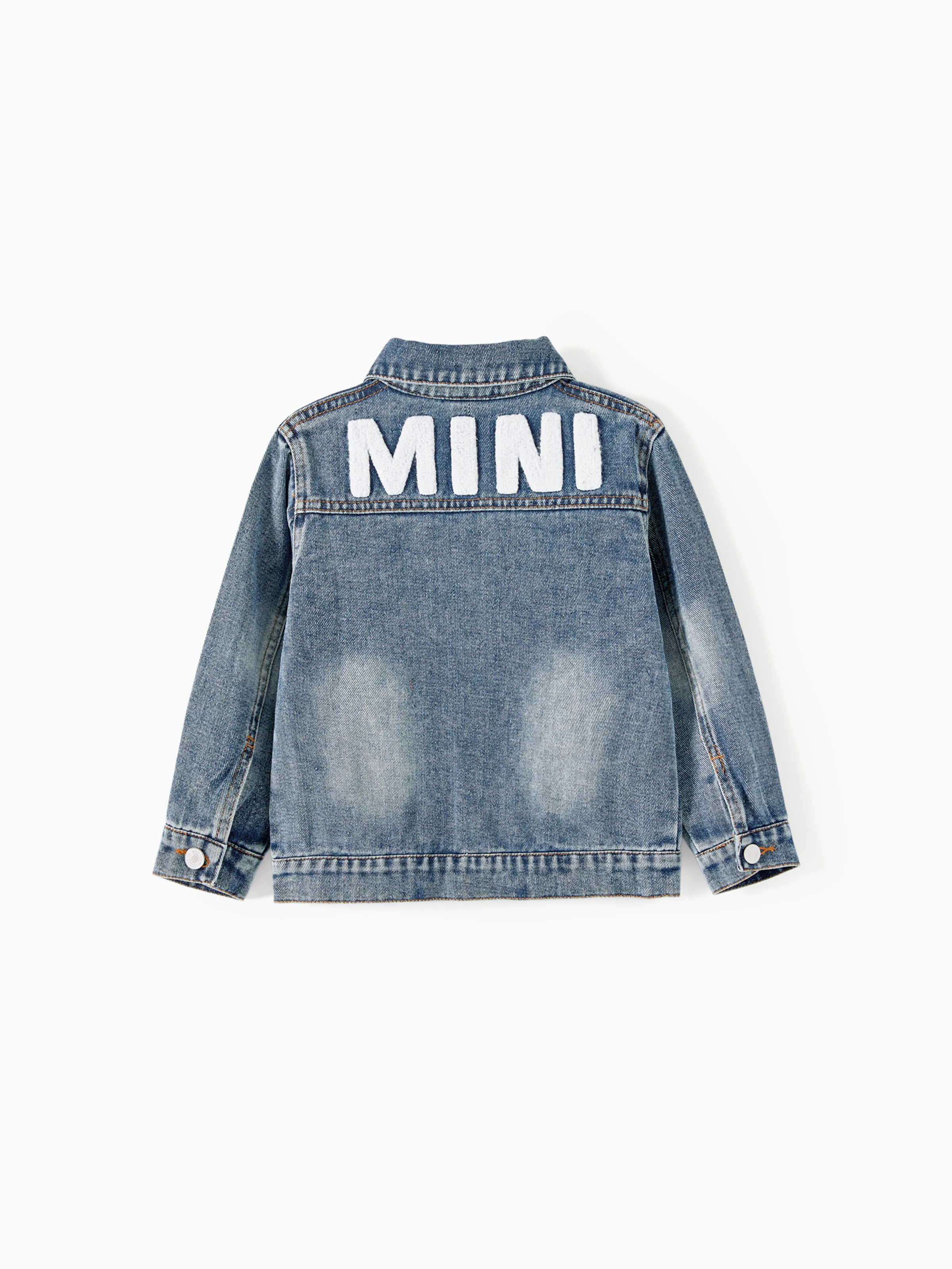 Mom and Me Light Blue Letter Design Long-sleeve Distressed Denim Jackets Light Blue - Image 11
