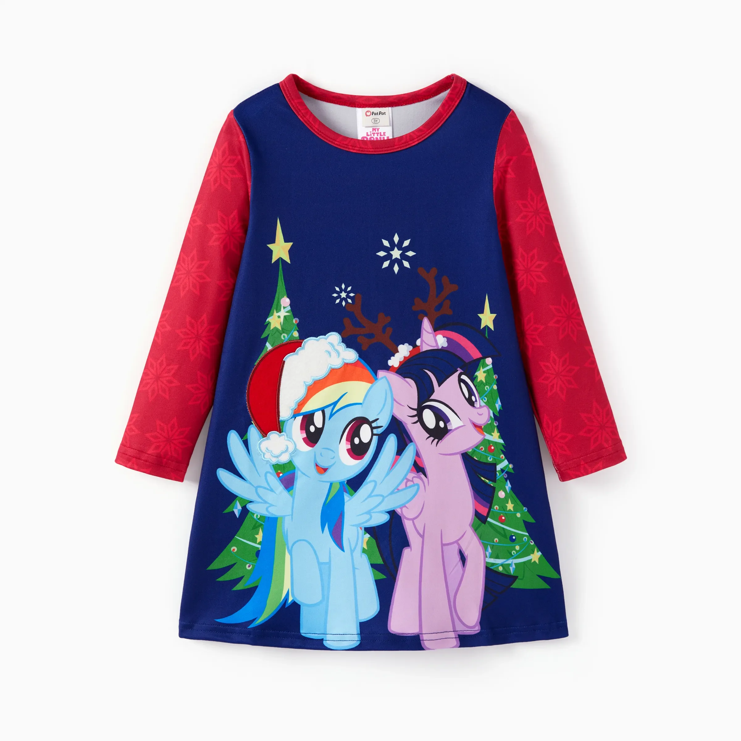 My Little Pony Toddler Girl Rainbow Dash/Twilight Sparkle Christmas Graphic Polyester Spandex Fabric Dress Deep Blue - Image 8