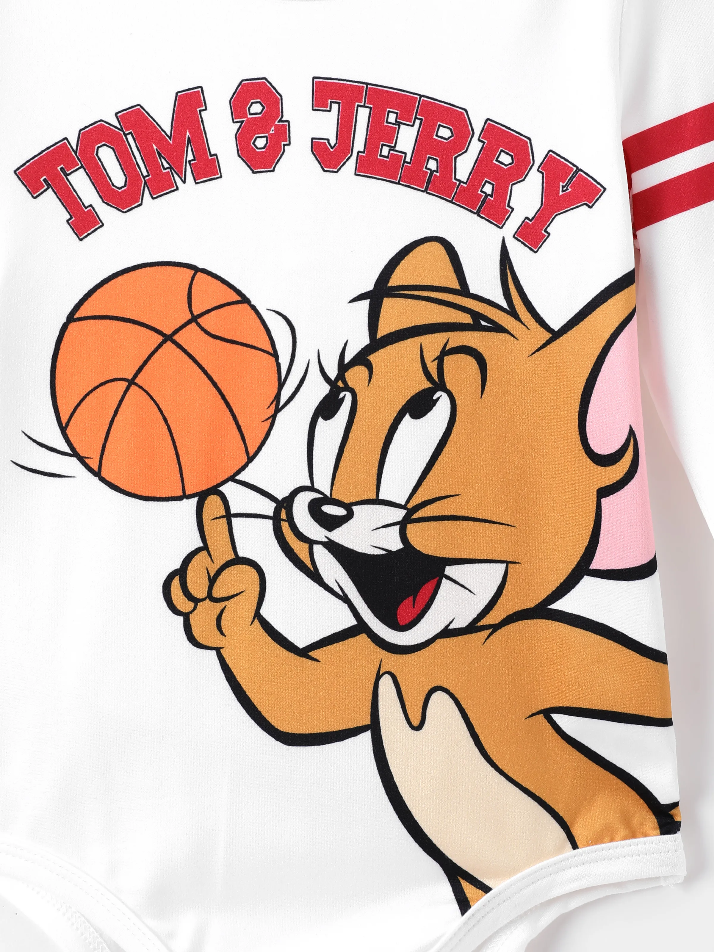 Tom and Jerry Baby Boy Character Print Long-sleeve Bodysuit White - Image 4